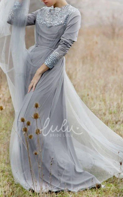 Grey Bridesmaid Dress Rustic Lace Gown with Ballet Inspiration