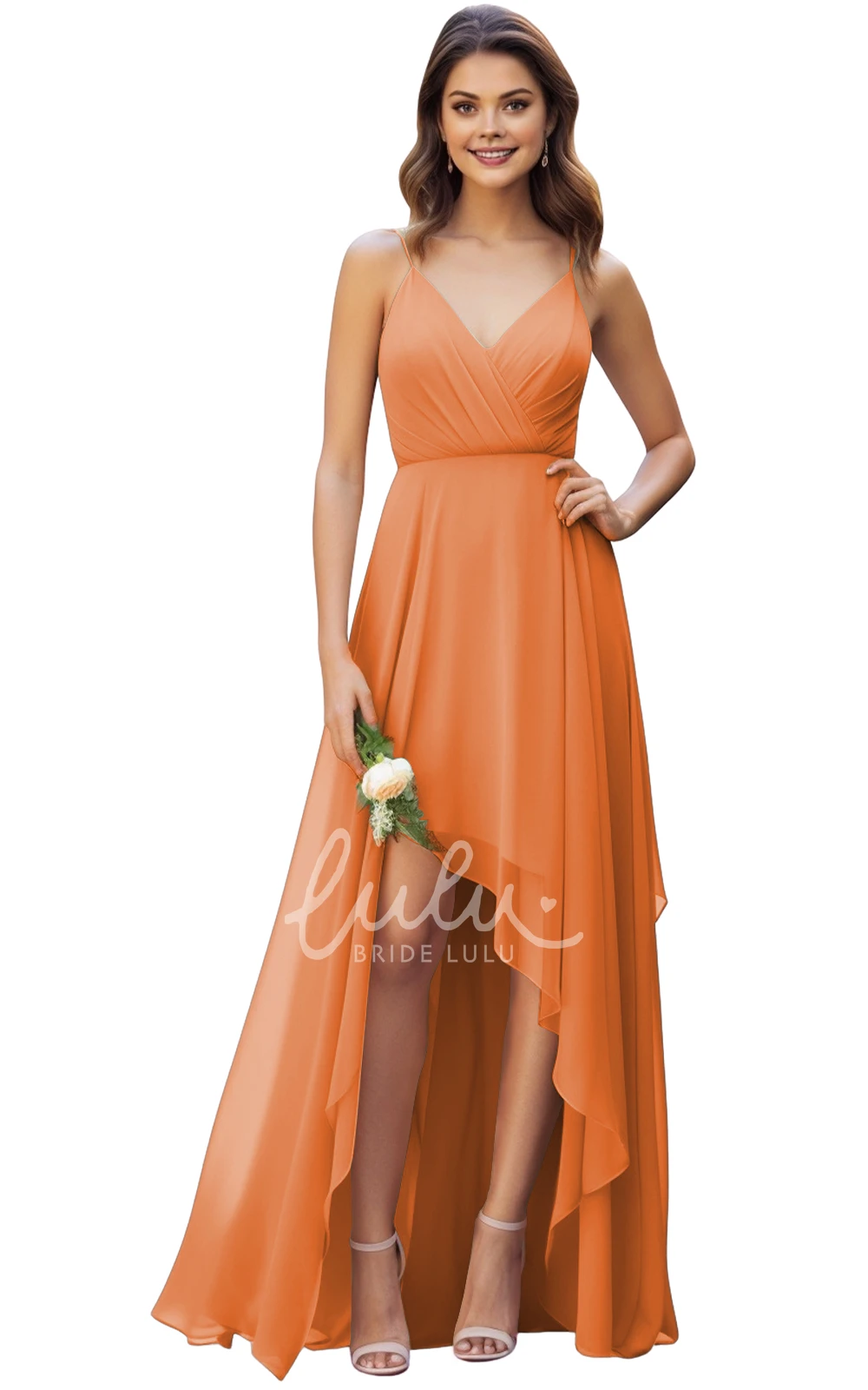 A-Line Chiffon Spaghetti V-neck Bridesmaid Dress Gorgeous 2025 Women's Flowy Unique