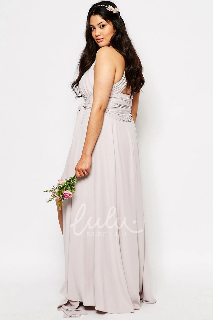 Halter Chiffon Bridesmaid Dress with Front Split and Ruching in Sleeveless Style