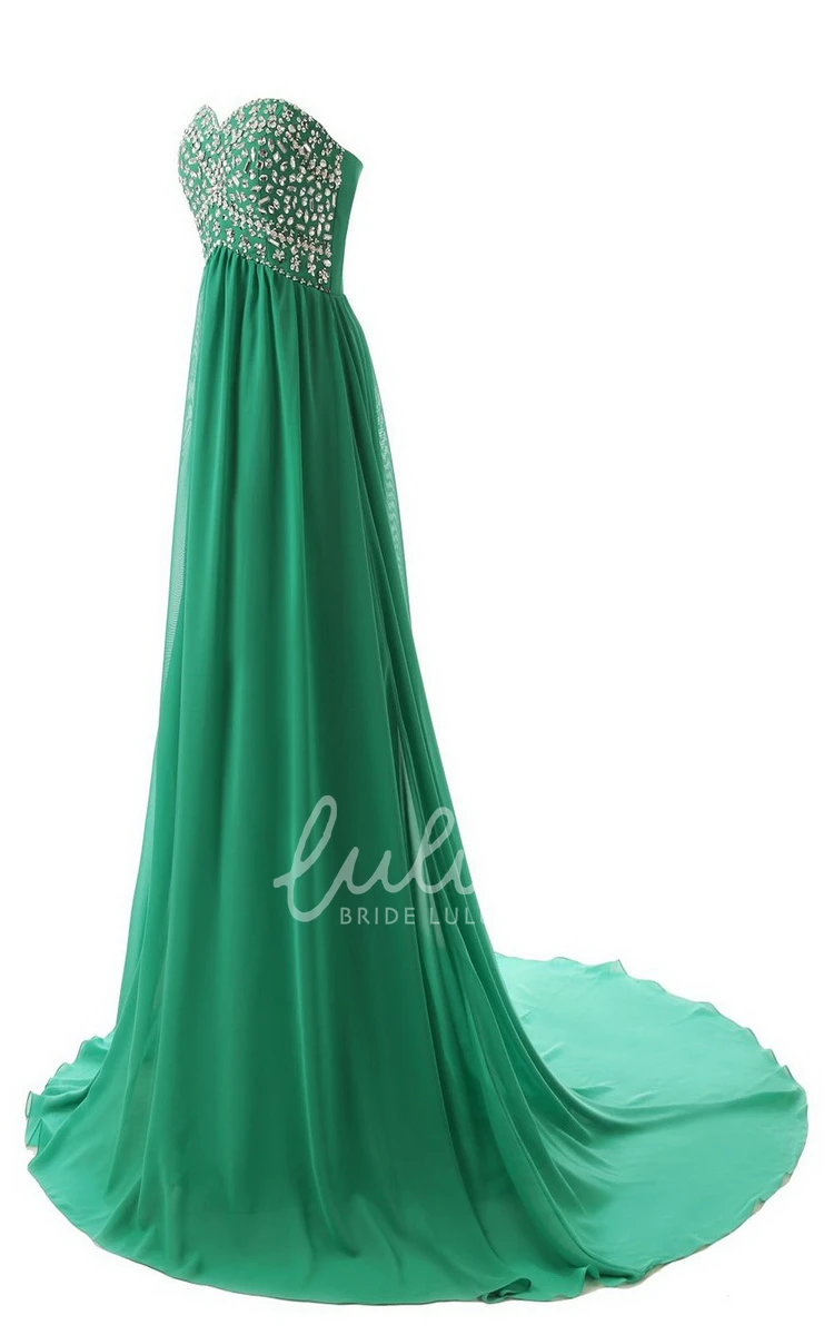 Crystal Bodice Chiffon Dress with Sweetheart Neckline for Women