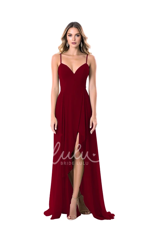 A-Line Chiffon V-neck Bridesmaid Dress with Split Front Modern & Chic