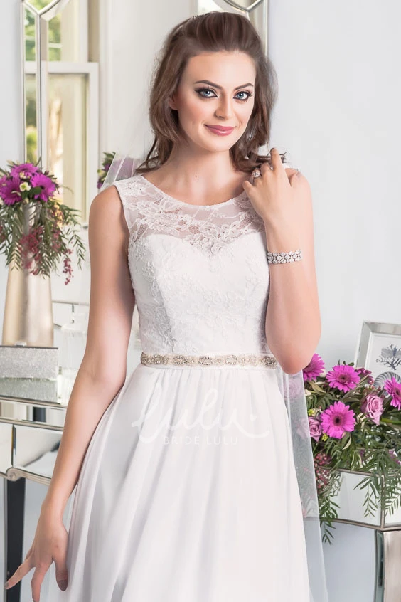 Plus Size Jeweled Chiffon Wedding Dress with Corset Back Sleeveless Floor-Length Sheath