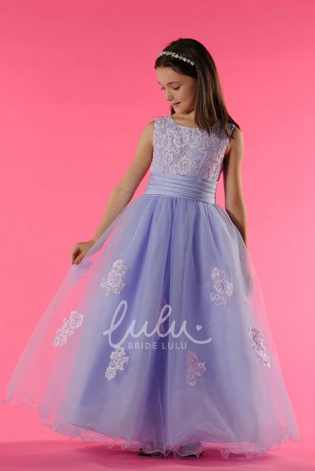 Tulle Ball Gown with Lace Top for Flower Girls