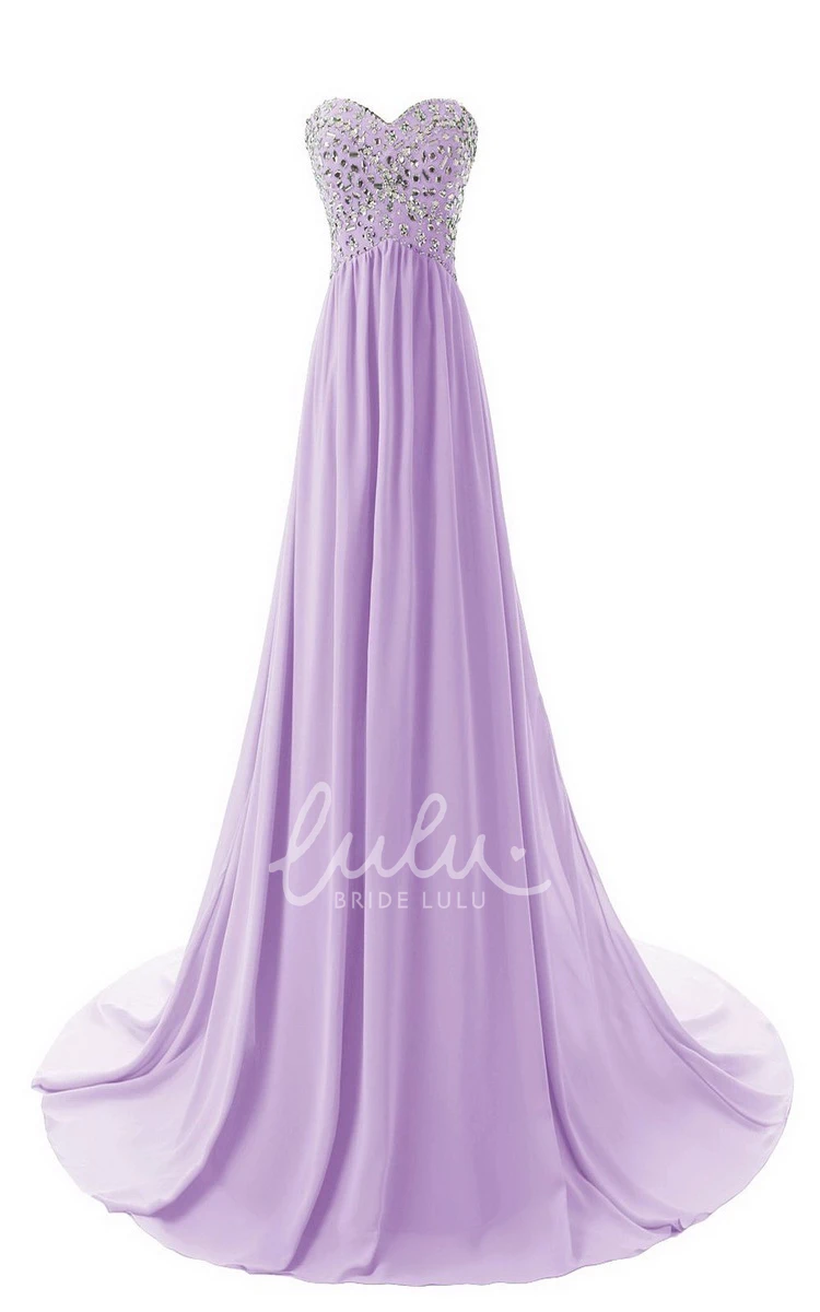 Crystal Bodice Chiffon Dress with Sweetheart Neckline for Women