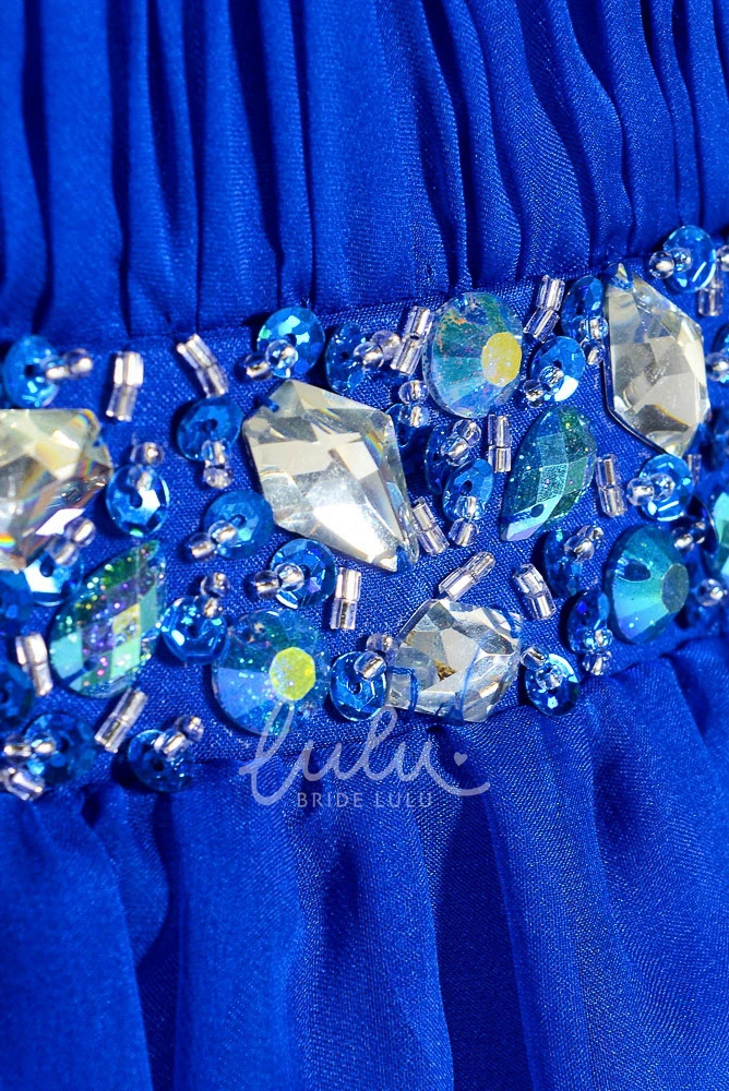 Ankle-Length Chiffon Prom Dress Sleeveless Sweetheart Beaded Backless