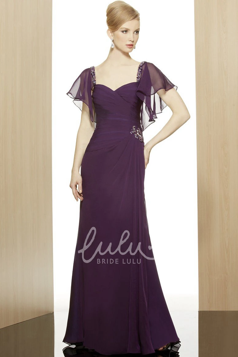 Sweetheart Chiffon Long Formal Dress with Beading and Side Draping