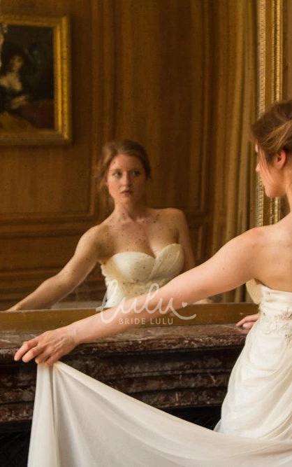 Backless Chiffon Wedding Dress with Sweetheart Neckline and Flowy Skirt