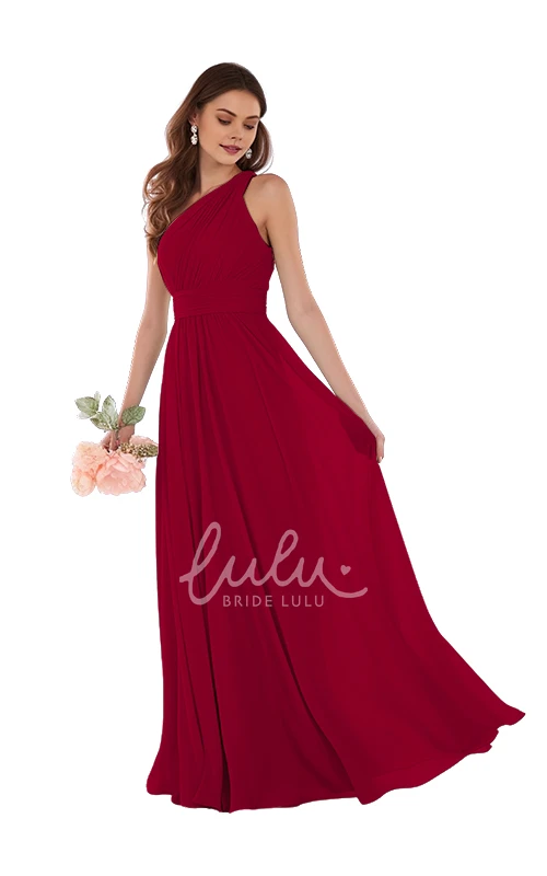 Elegant One-shoulder Chiffon Bridesmaid Dress A-Line 2025 Women