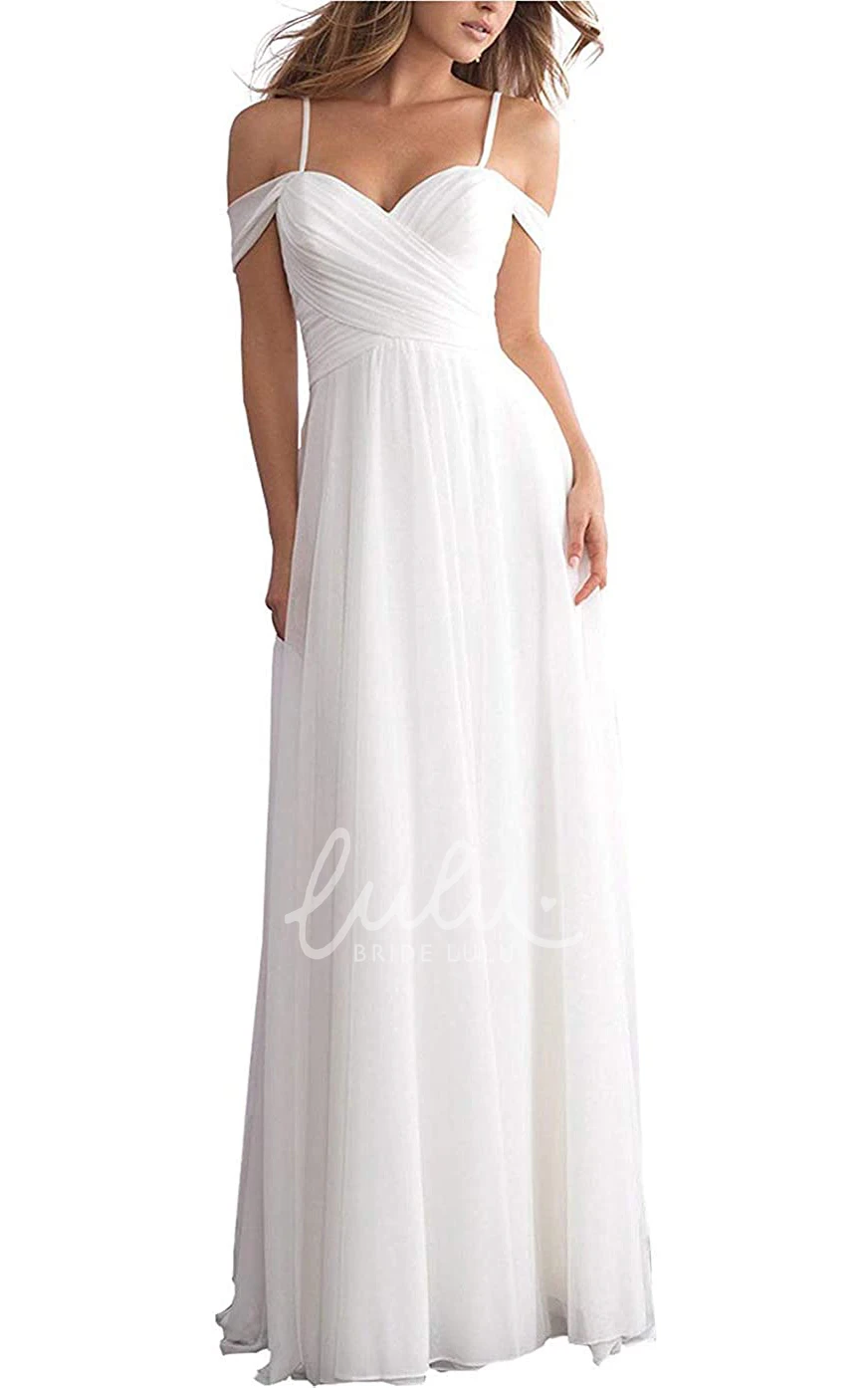 Off-the-Shoulder Chiffon A-Line Bridesmaid Dress with Criss Cross and Floor-length