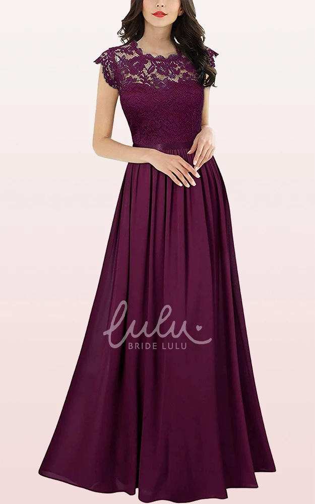 Scalloped Chiffon A-Line Prom Dress with Pleats Sexy & Flowy