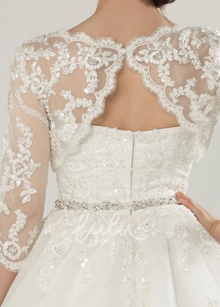 Jeweled Ball Gown Tulle Wedding Dress with Cape Sweetheart