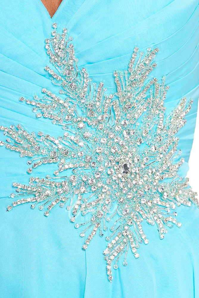 A-Line Sleeveless Sweetheart Appliqued Chiffon Prom Dress Simple Prom Dress