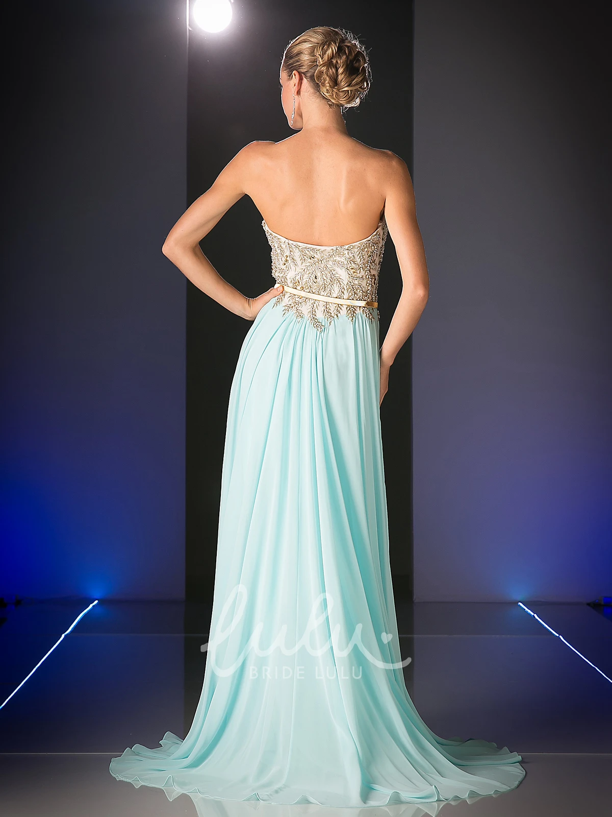 Maxi Sweetheart Prom Dress with Chiffon Beading and Split Front