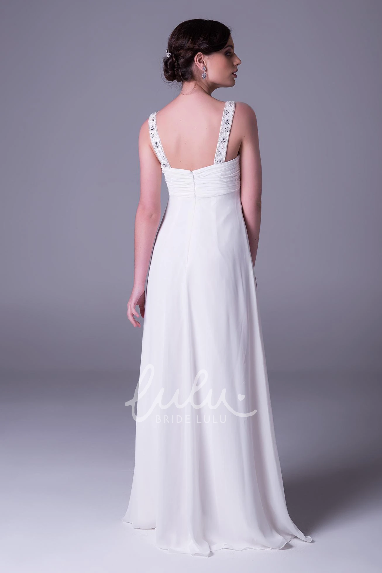 Beaded Sheath Empire Chiffon Wedding Dress