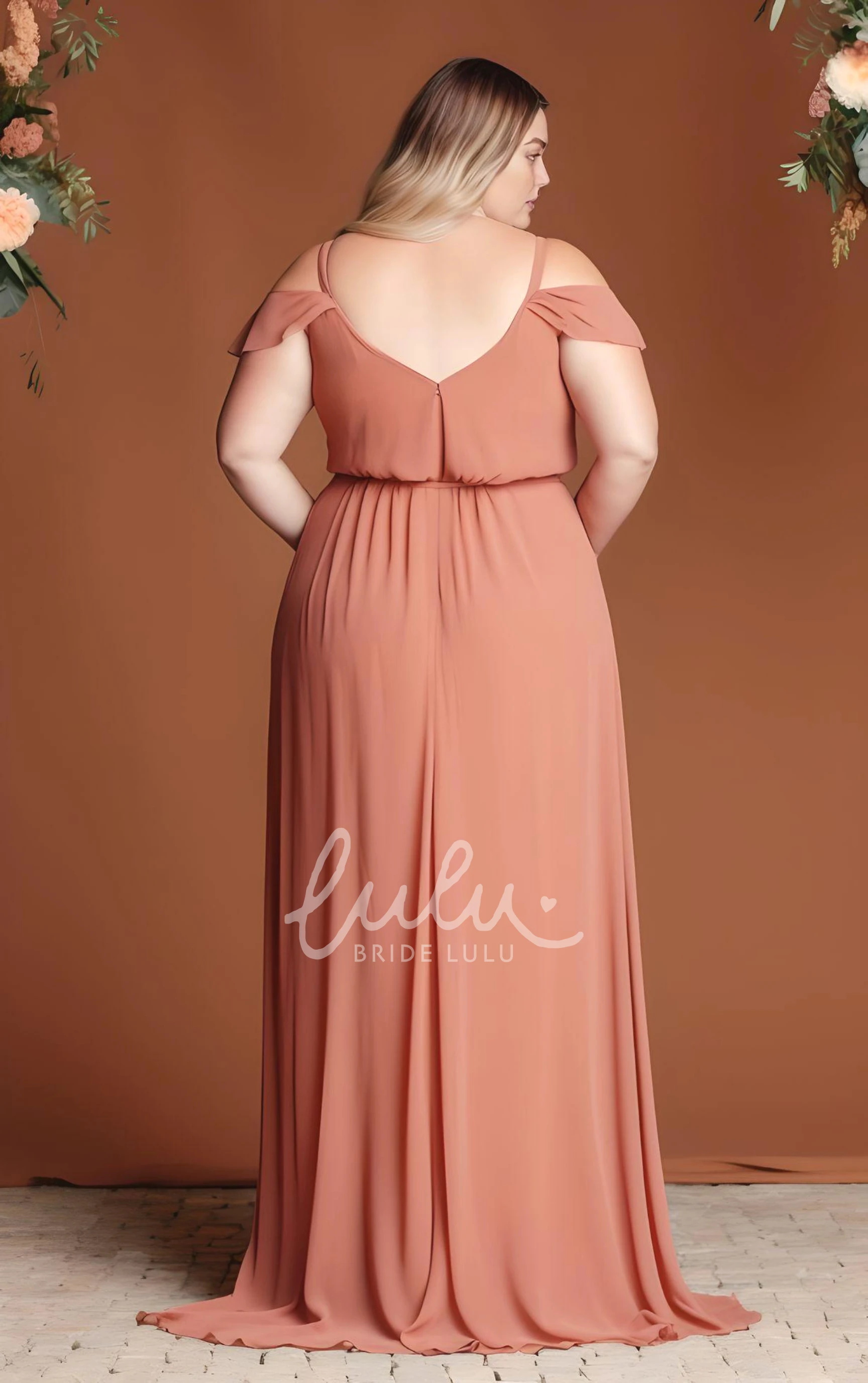 Sleeveless Chiffon Bridesmaid Dress 2025 Plus Size A-Line Bohemian