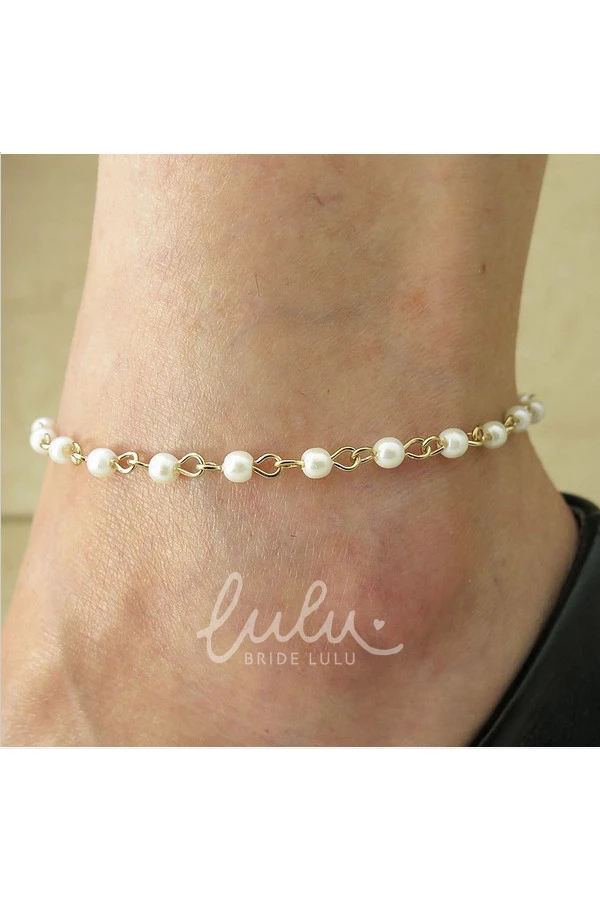 Simple Pearl Foot Anklet for Western Style Wedding Dress
