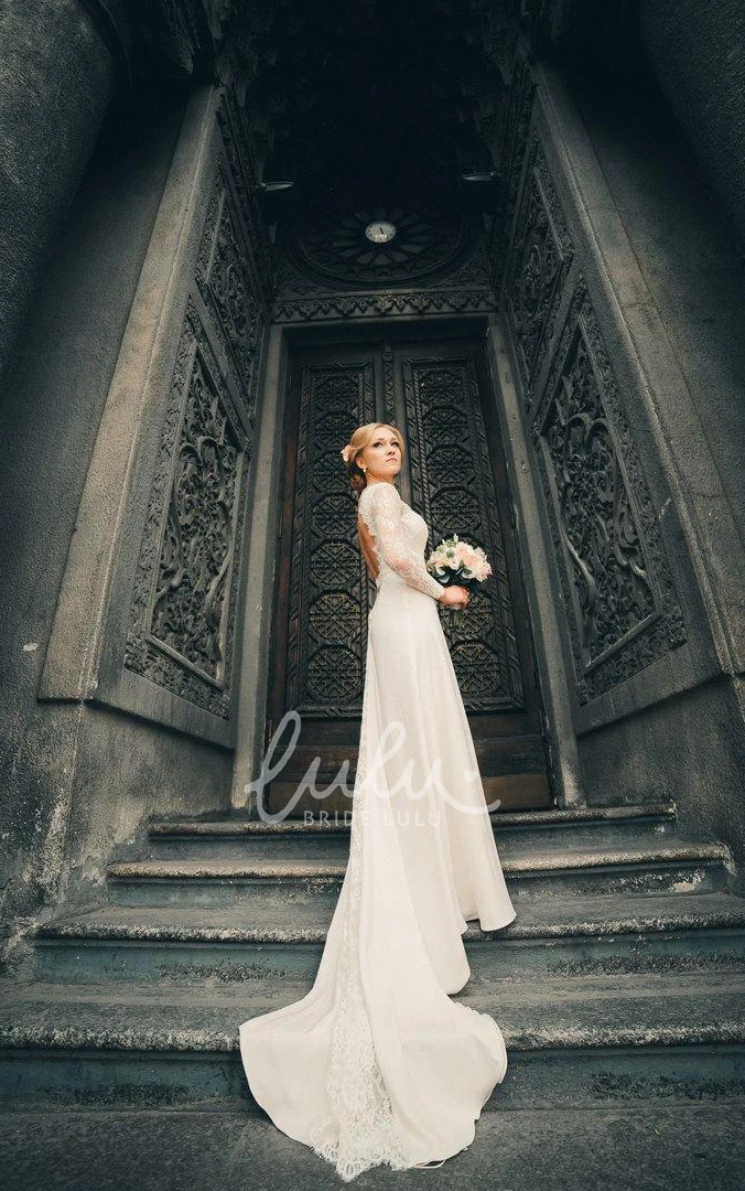 Long Sleeve Lace A-Line Wedding Dress with Elegant Design