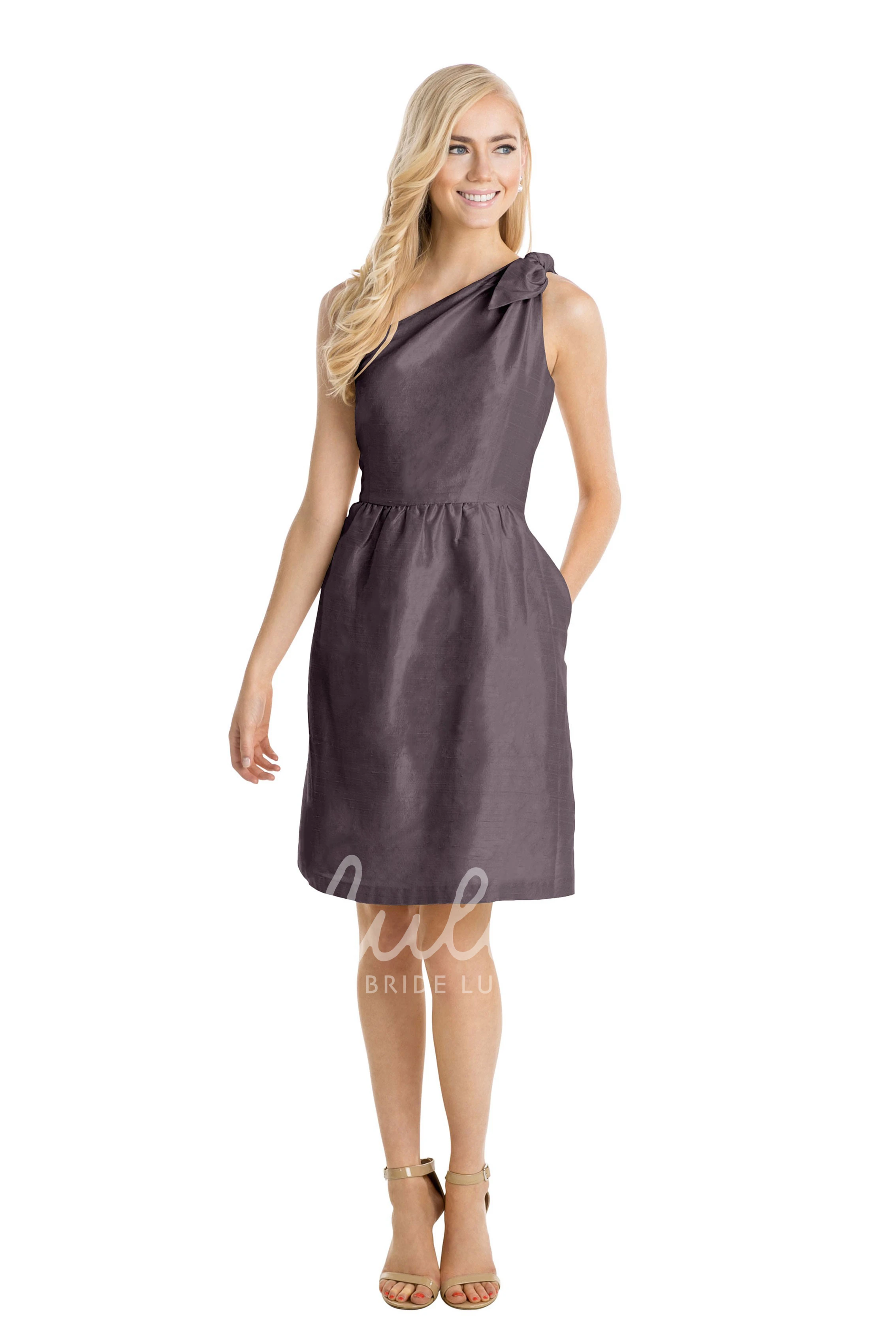 One-Shoulder Taffeta Multi-Color Bridesmaid Dress Mini Length