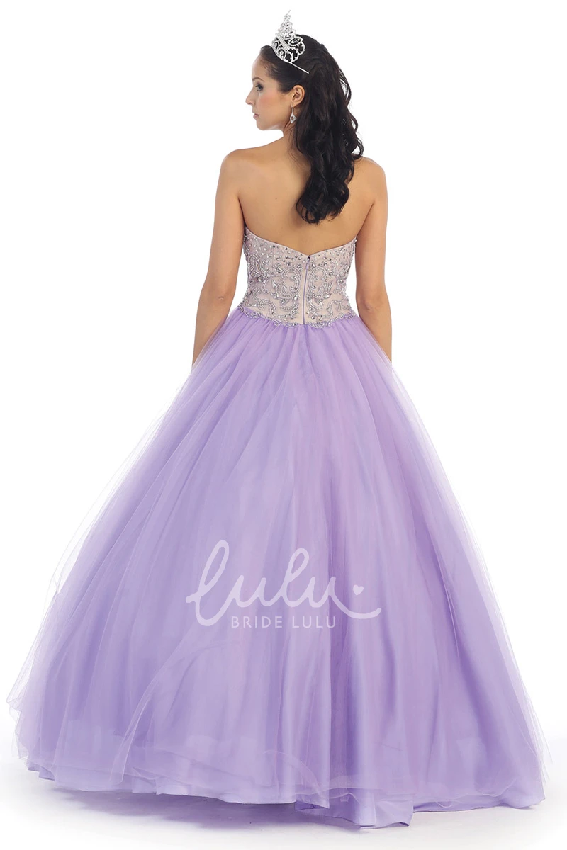 Sweetheart Tulle Ball Gown Formal Dress with Beading Sleeveless Backless