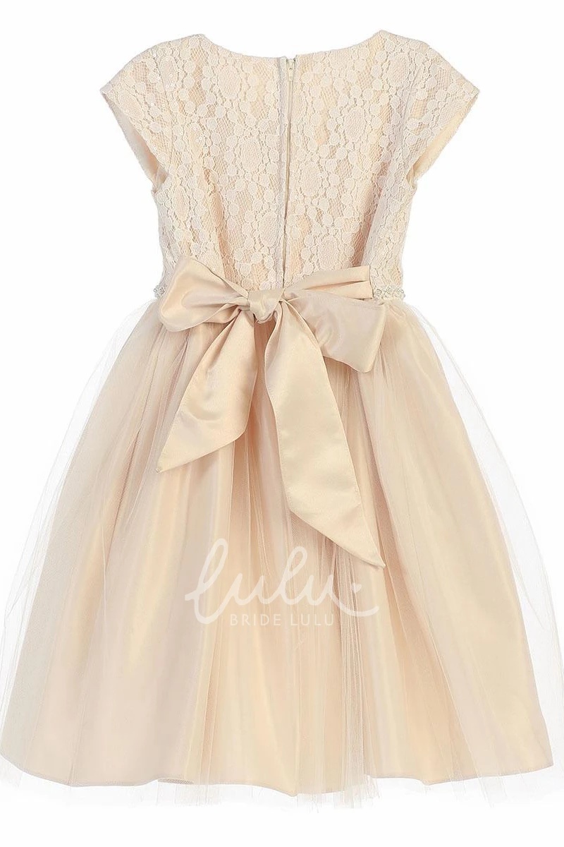 Sequined Embroidered Flower Girl Dress Tea-Length Tulle&Lace 2025