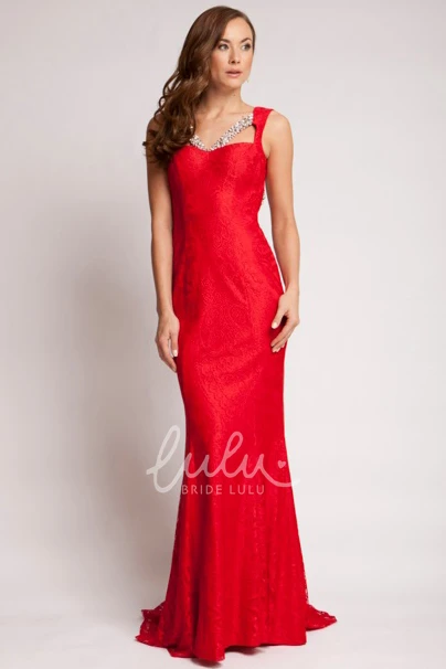 Backless Brush Train V-Neck Beaded Sheath Prom Dress