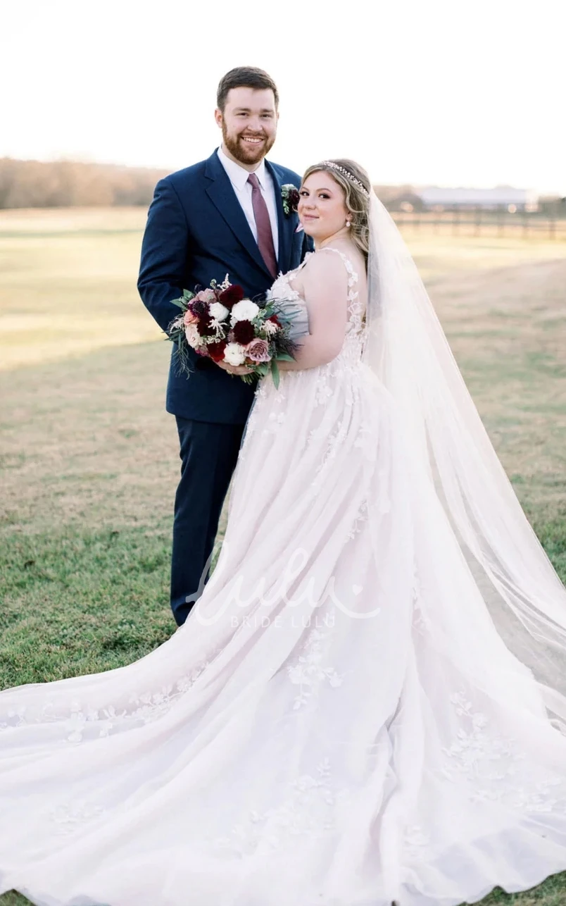 Bohemian Plus Size Chiffon V-neck Wedding Dress Court Train with Beading Sequins