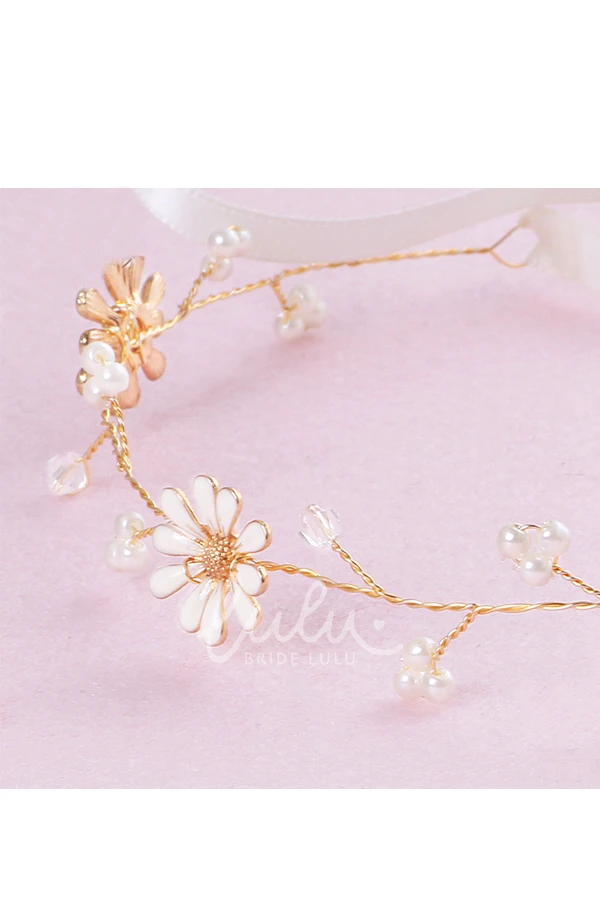 Beautiful Bridal Hairband Fresh Chrysanthemum Rhinestone Headpiece for Weddings