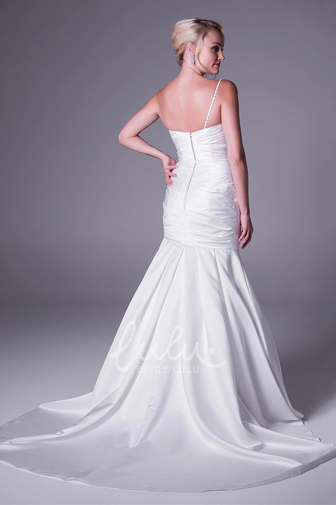 Satin Trumpet Wedding Dress with Straps and Criss Cross Back