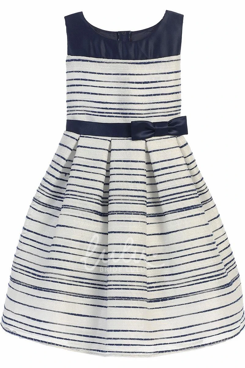 Satin Tiered Flower Girl Dress with Sash Midi Length