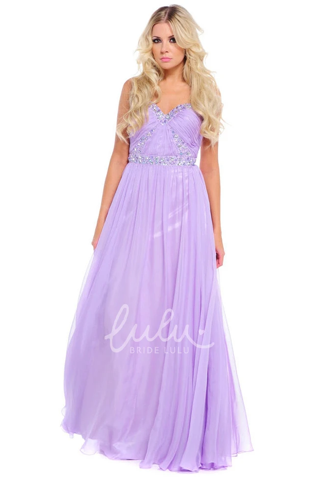 Beaded Sweetheart Chiffon Sleeveless Prom Dress Elegant Women's Dress