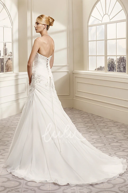 A-Line Sleeveless Wedding Dress with Side Draping and Appliques Elegant Wedding Dress