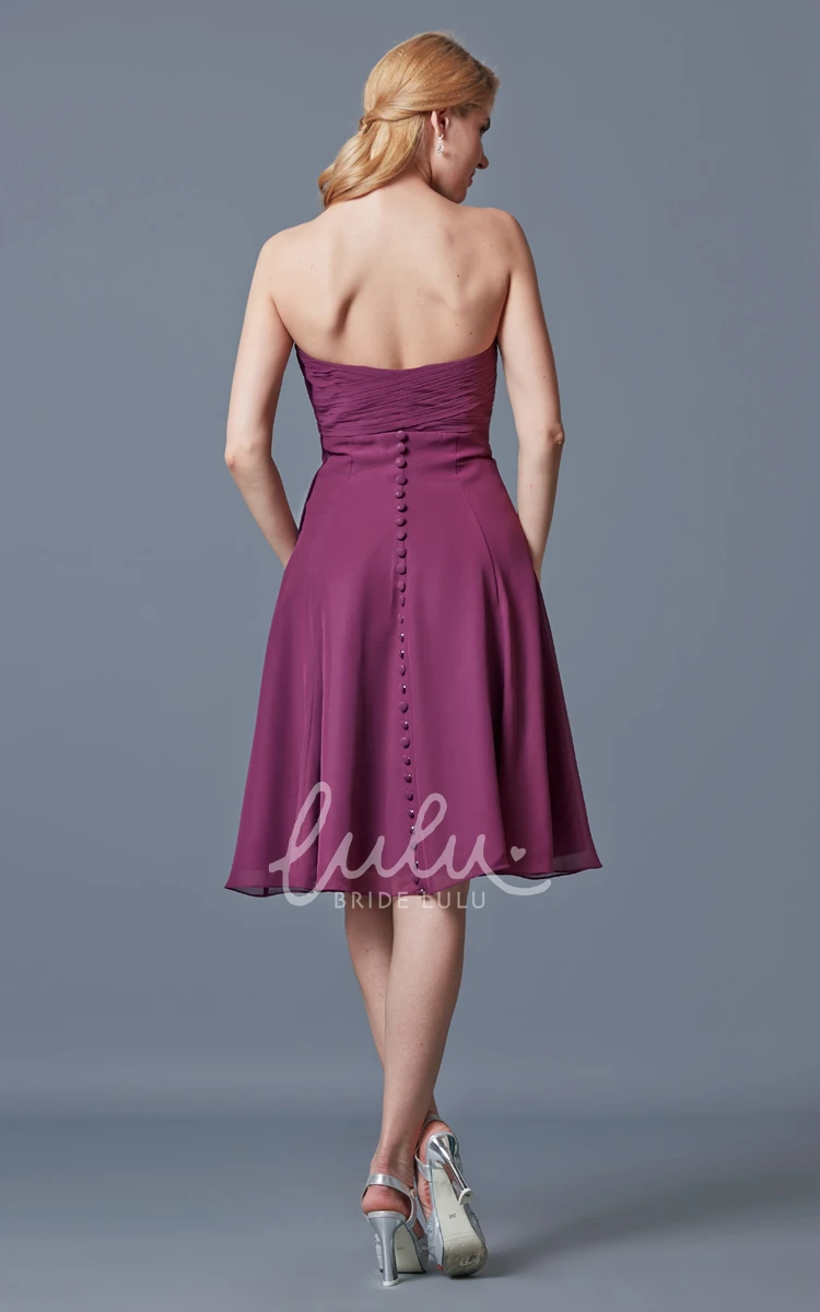 Short Chiffon Dress with Empire Waist and Ruching Flowy Bridesmaid Dress
