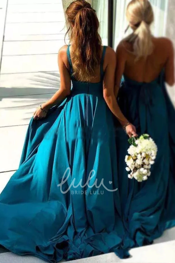 Jersey A-Line Formal Dress with V-Neck and Open Back