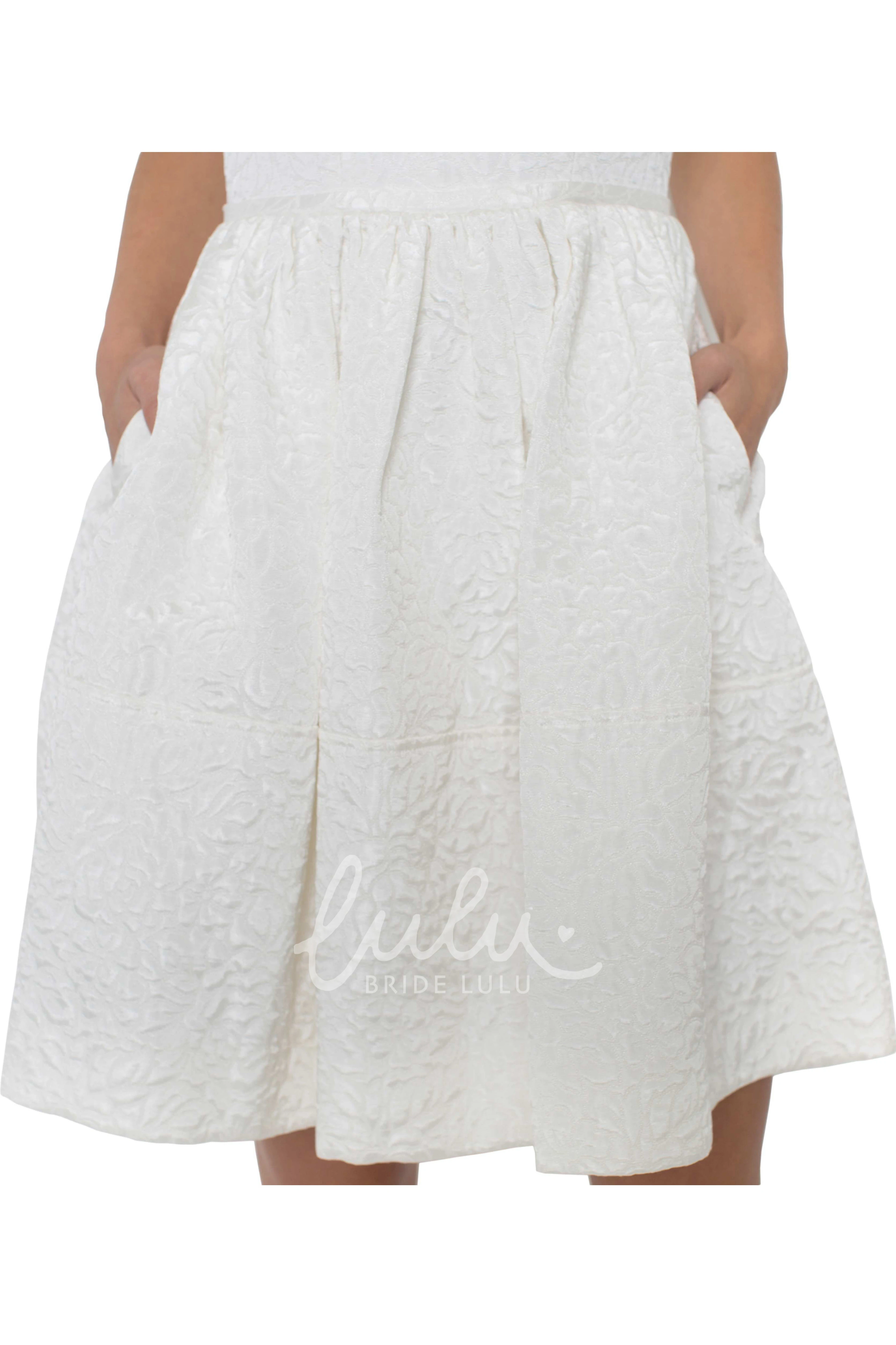 A-Line Maxi Little White Bridesmaid Dress with Jewel Neck and Zipper Back