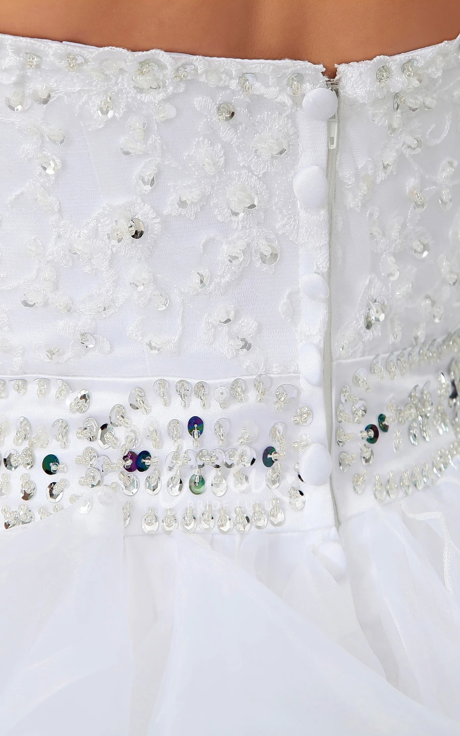 Crystal Detailed Strapless Dress with Ruffled Layers