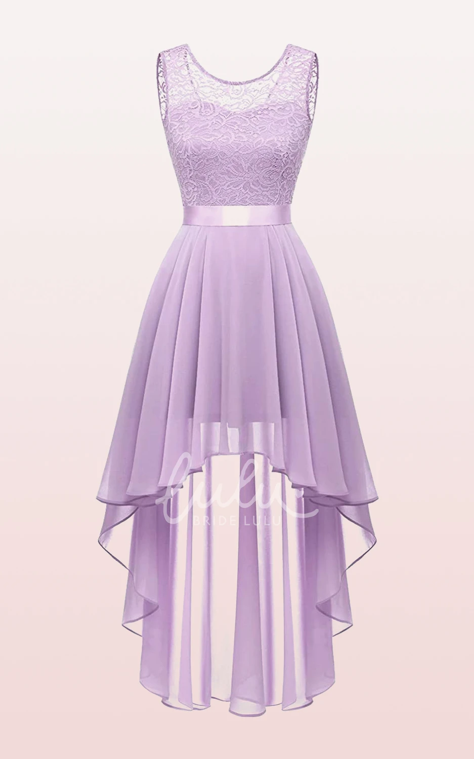 Chiffon Bateau A-line Bridesmaid Dress with Sash/Ribbon High-Low