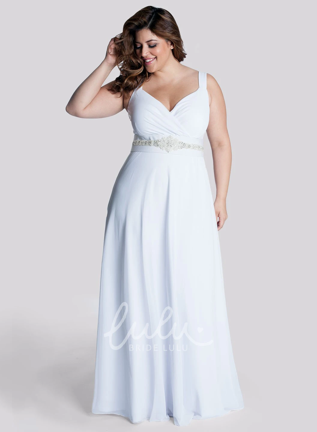 Chiffon Ruched A-Line Bridesmaid Dress with Waist Jewelry