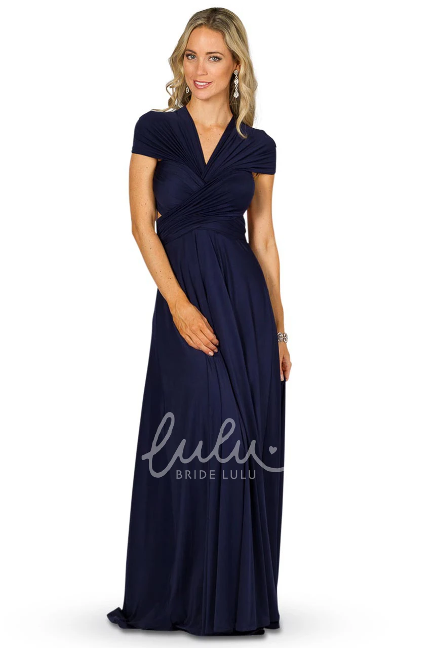 A-Line Halter Maxi Chiffon Bridesmaid Dress Sleeveless and Convertible