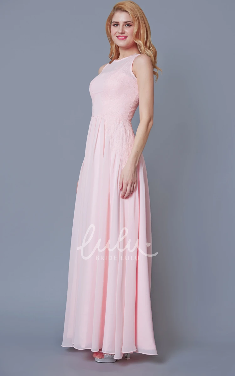 High Neck Pleated Chiffon Bridesmaid Dress A-line Bridesmaid Dress