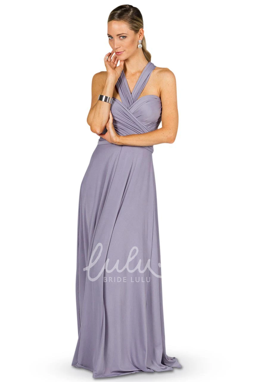 A-Line Floor-Length Haltered Chiffon Bridesmaid Dress Simple and Classy