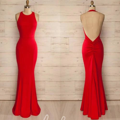 Sexy Backless Mermaid Prom Dress Long Party Gown Sleeveless