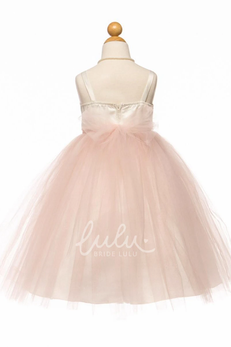 Spaghetti Empire Tiered Tulle & Satin Beach Wedding Dress Boho & Modern