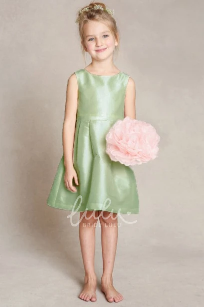 Satin Flower Girl Dress A-Line Sleeveless Scoop Neck Bow
