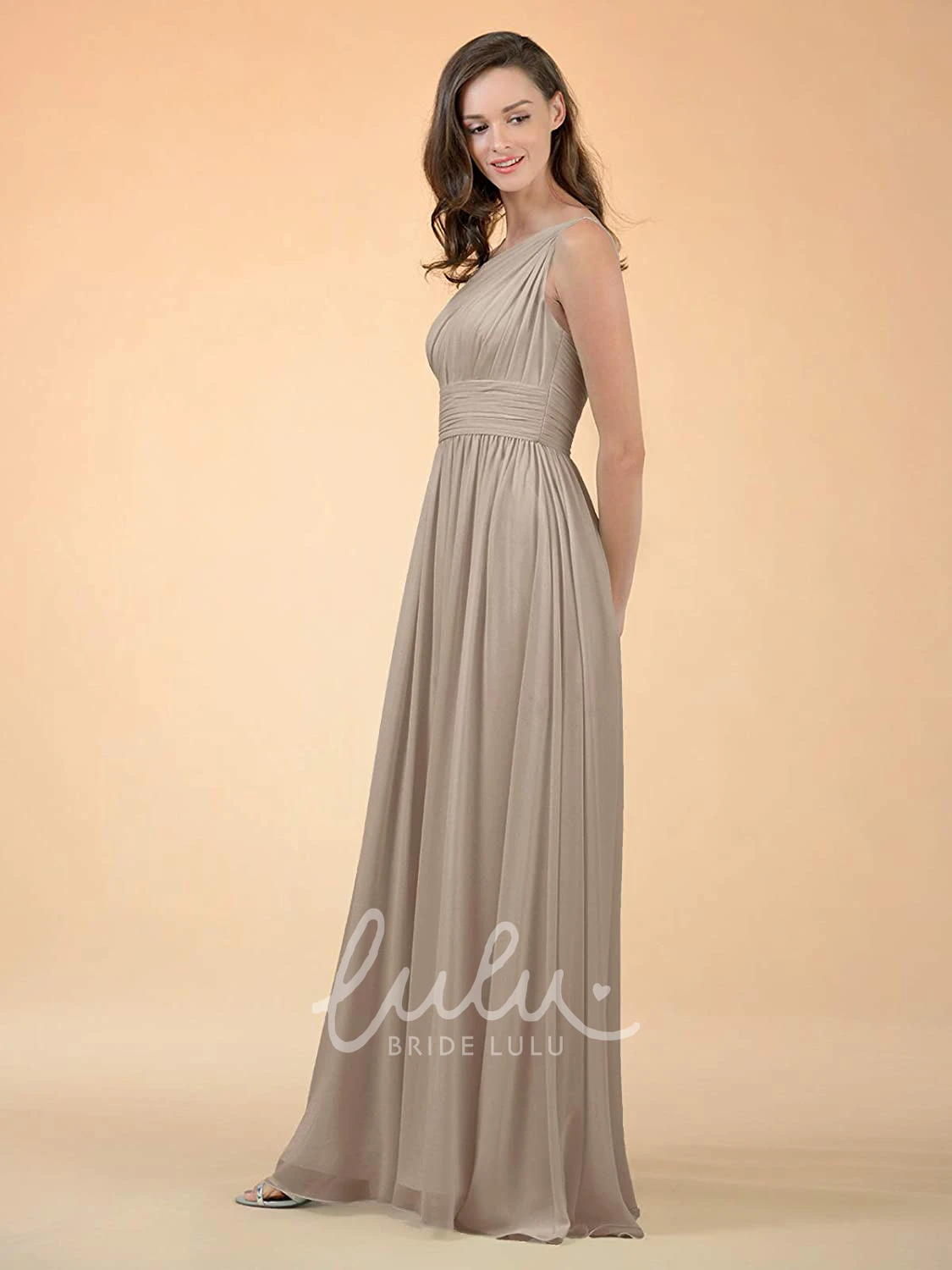 Chiffon One-Shoulder A-Line Bridesmaid Dress with Ruching Simple & Elegant