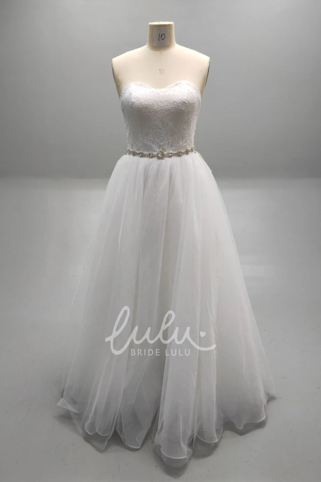 Lace Bodice Ball Gown Wedding Dress with Beaded Waistline