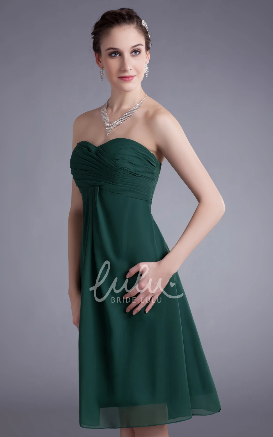 A-Line Knee Length Chiffon Prom Dress with Draping and Ruching Elegant Prom Dress 2025