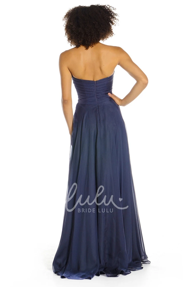 Floor-Length Criss-Cross Satin Chiffon Prom Dress with Beading Classy Prom Dress