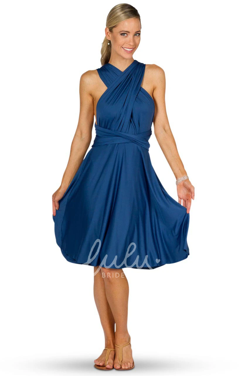 Knee-Length Sleeveless Chiffon Bridesmaid Dress with Ruching and Straps Flowy Bridesmaid Dress
