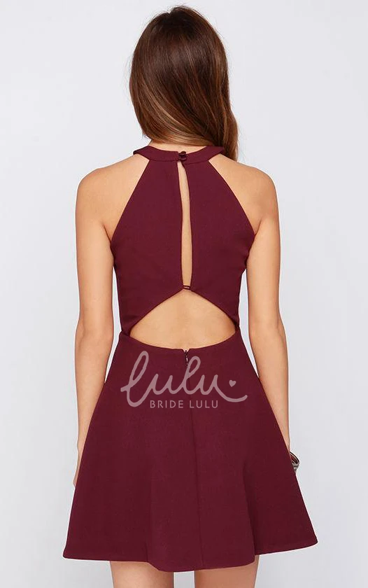 Halter Chiffon Keyhole Back Short Prom Dress