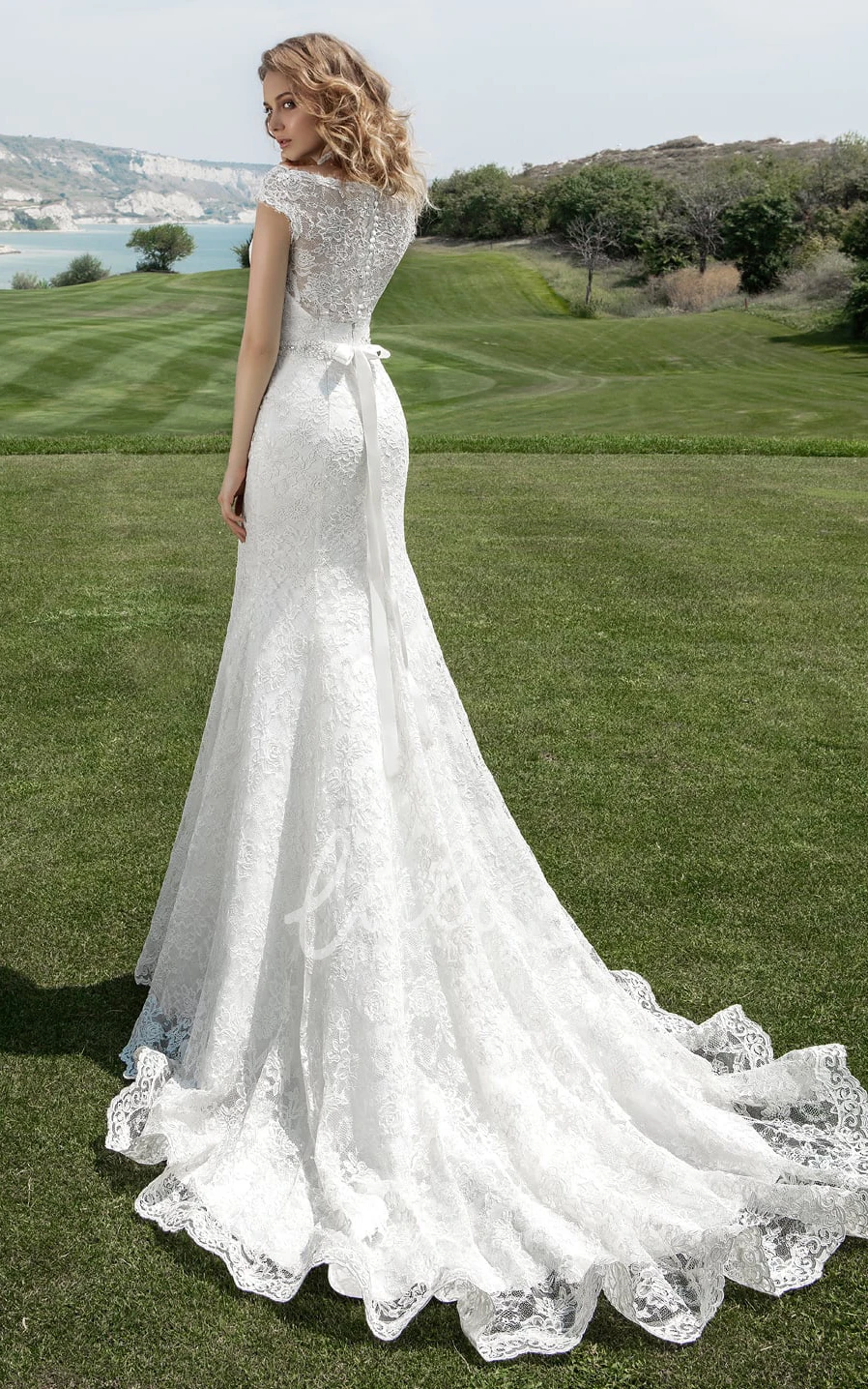 Cap Sleeve Sheath Wedding Dress with Beaded Waist and Bateau Neckline